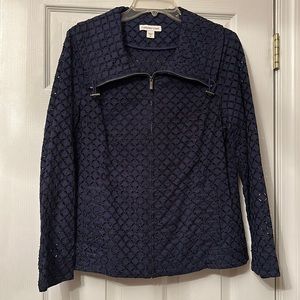 Coldwater Creek Women diamond Eyelet Jacket Navy size 10